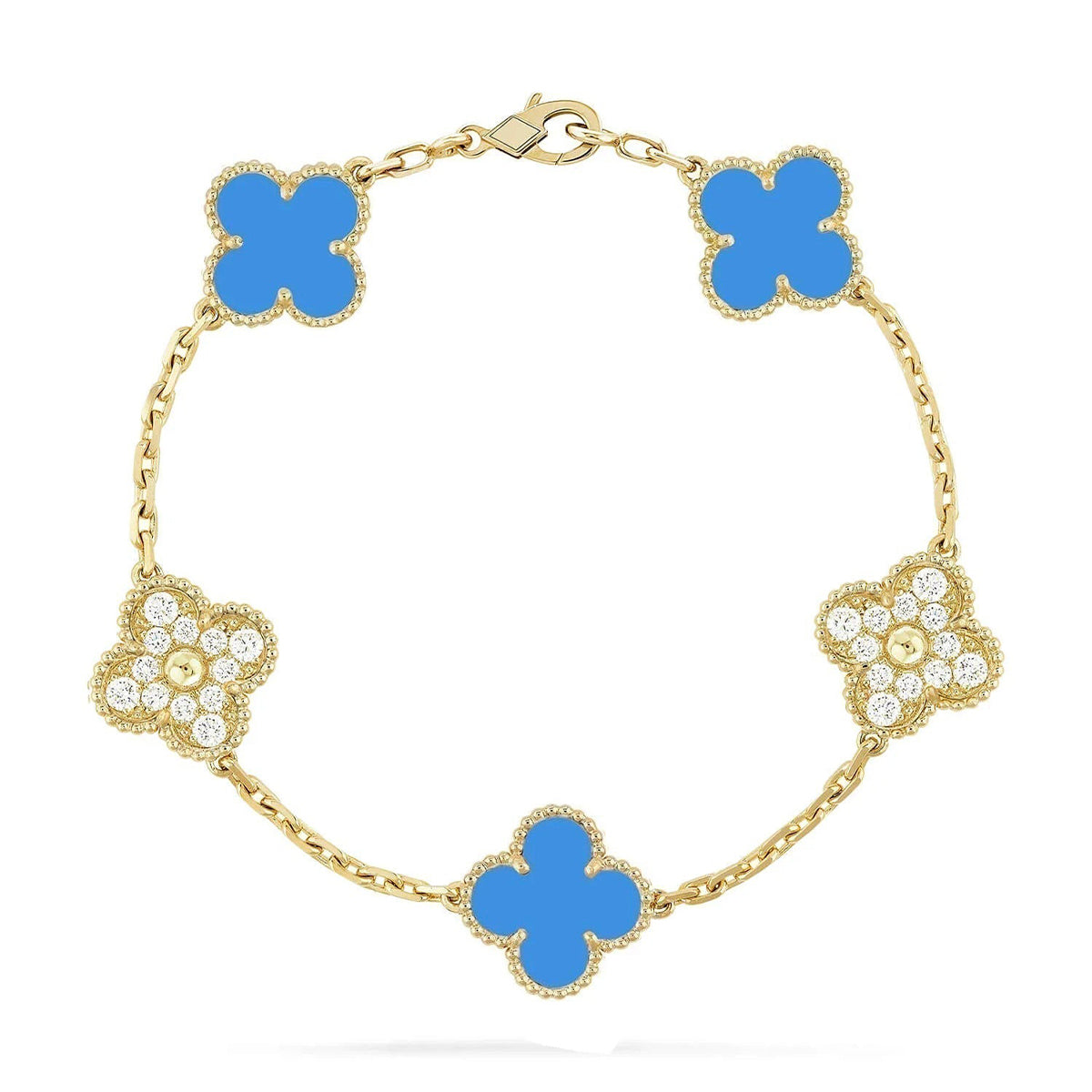 [sparkle Jewelry ] CLOVER 5 MOTIF BLUE AGATE BRACELET COLLECTION