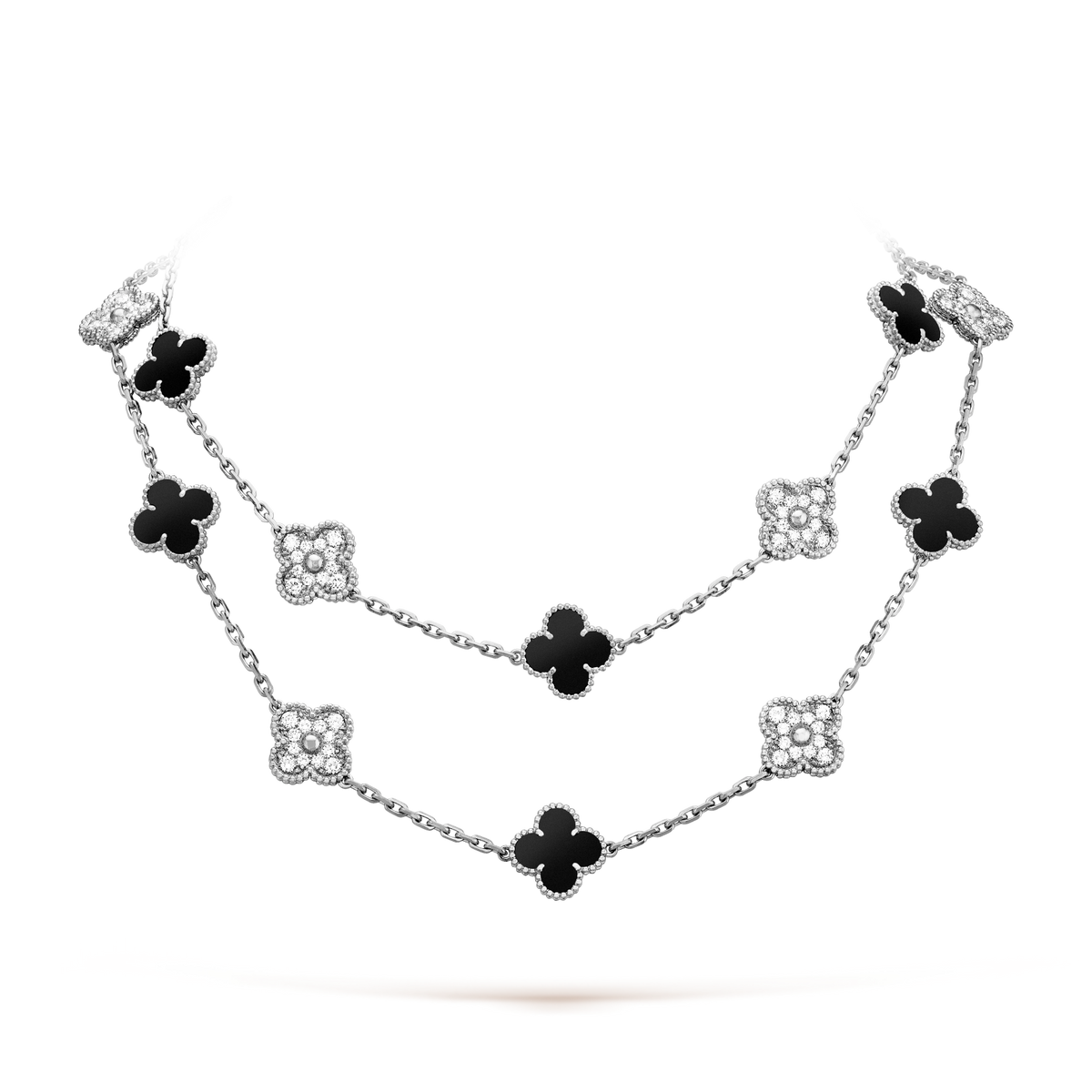 [sparkle Jewelry ]CLOVER 20 MOTIFS ONYX DIAMOND SILVER