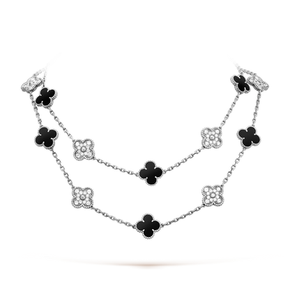 [sparkle Jewelry ]CLOVER 20 MOTIFS ONYX DIAMOND SILVER