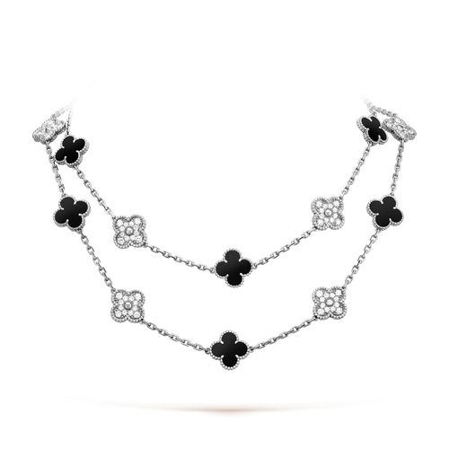 [sparkle Jewelry ]CLOVER 20 MOTIFS ONYX DIAMOND SILVER