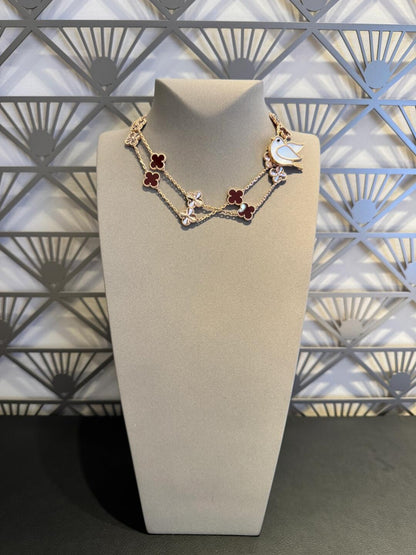 [sparkle Jewelry ]CLOVER 20 MOTIFS LASER CARNELIAN NECKLACE