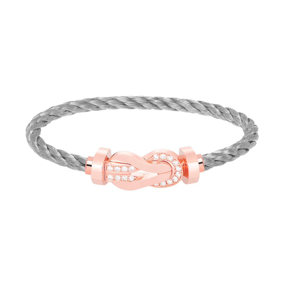[Sparkle]LARGE 8-FIGURE BUCKLE HALF DIAMOND BRACELET - ROSE GOLD