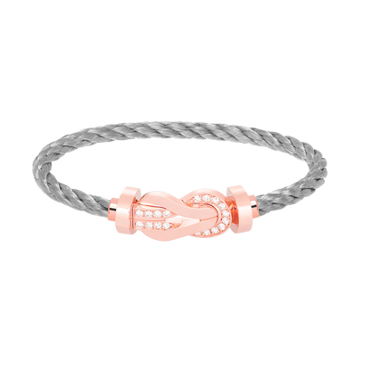 [Sparkle]LARGE 8-FIGURE BUCKLE HALF DIAMOND BRACELET - ROSE GOLD
