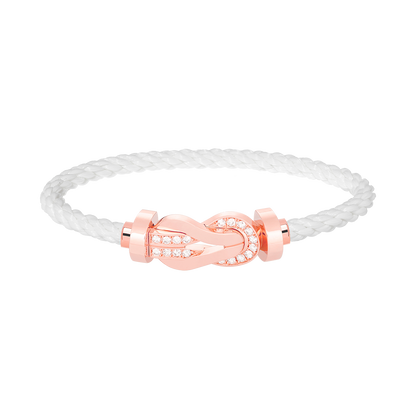 [Sparkle]LARGE 8-FIGURE BUCKLE HALF DIAMOND BRACELET - ROSE GOLD