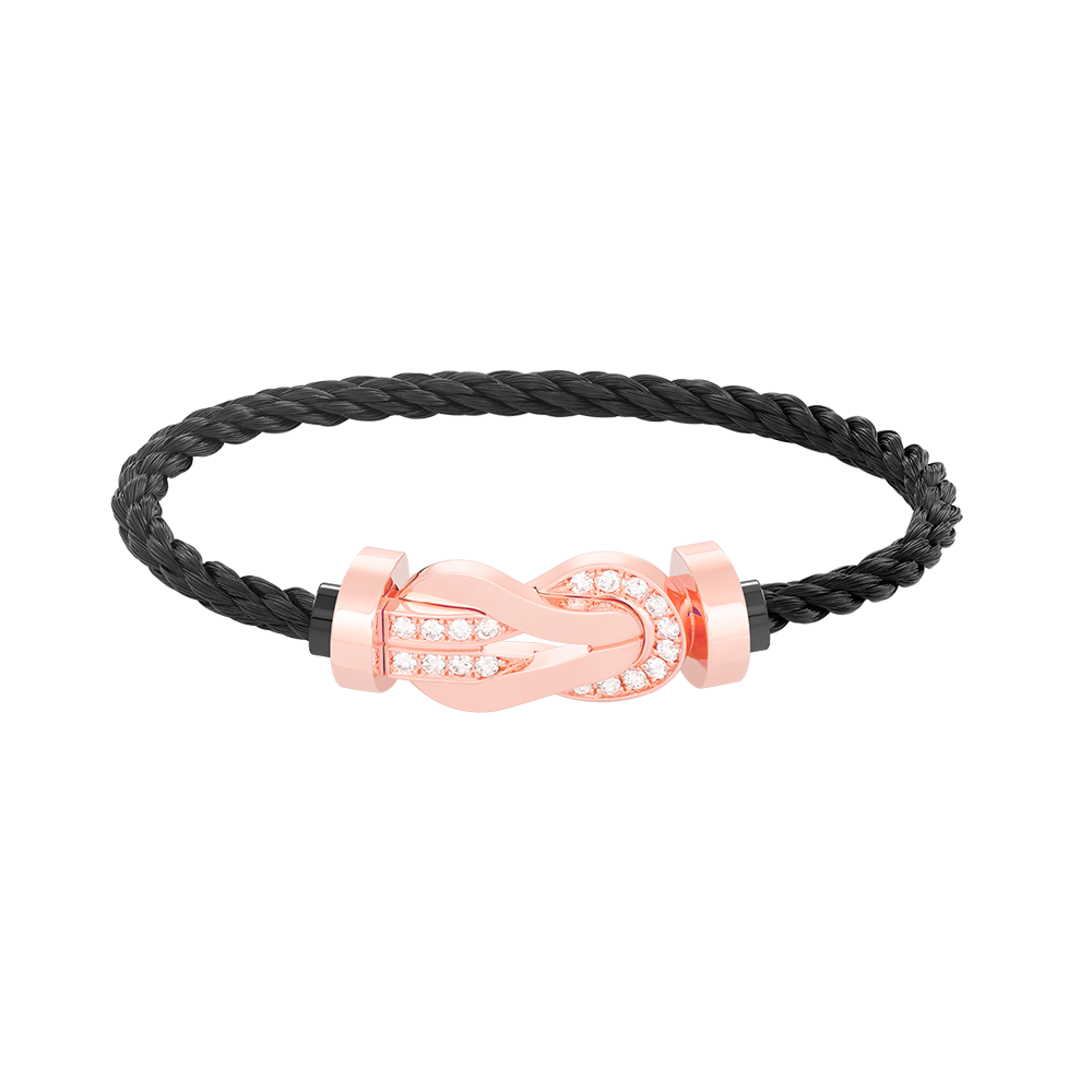 [Sparkle]LARGE 8-FIGURE BUCKLE HALF DIAMOND BRACELET - ROSE GOLD