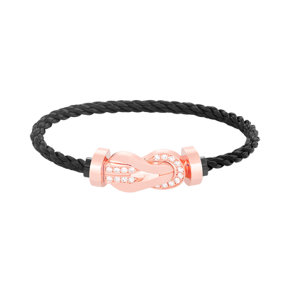 [Sparkle]LARGE 8-FIGURE BUCKLE HALF DIAMOND BRACELET - ROSE GOLD