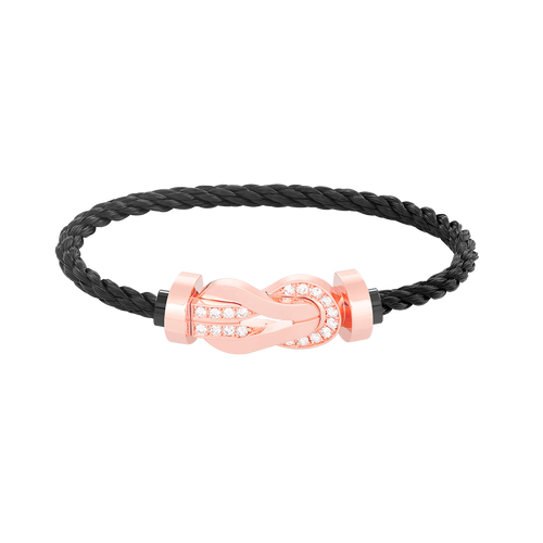 [Sparkle]LARGE 8-FIGURE BUCKLE HALF DIAMOND BRACELET - ROSE GOLD