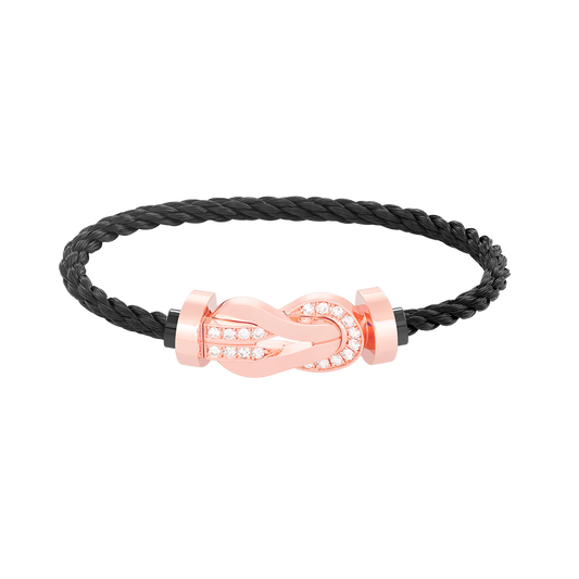 [Sparkle]LARGE 8-FIGURE BUCKLE HALF DIAMOND BRACELET - ROSE GOLD