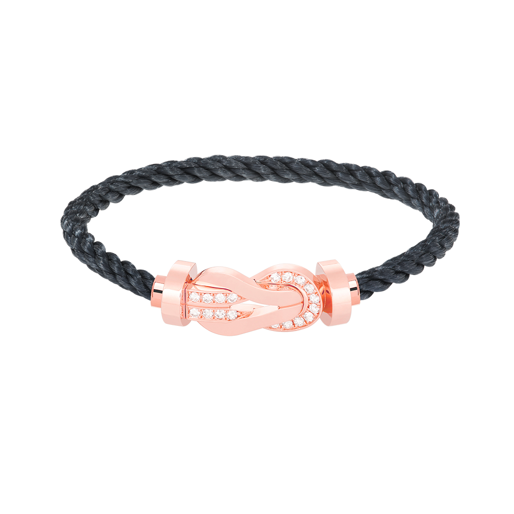 [Sparkle]LARGE 8-FIGURE BUCKLE HALF DIAMOND BRACELET - ROSE GOLD