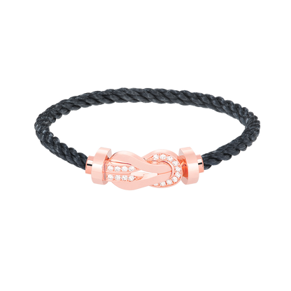 [Sparkle]LARGE 8-FIGURE BUCKLE HALF DIAMOND BRACELET - ROSE GOLD