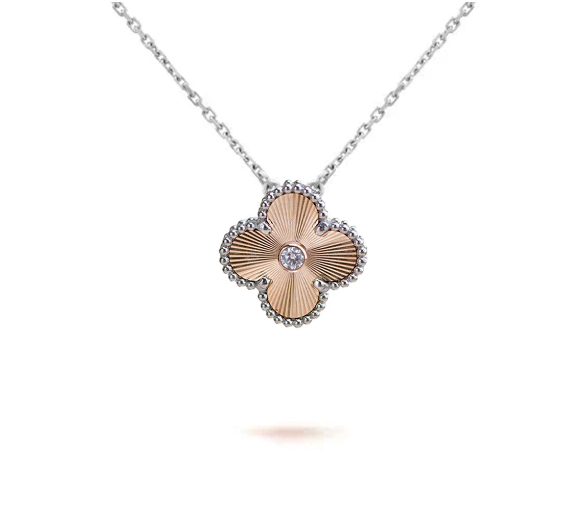 [Sparkle]15MM KLEEBLATT ANHÄNGER HALSKETTE WEISSGOLD KOLLEKTION