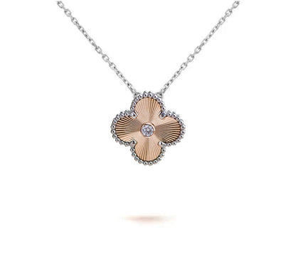 [Sparkle]15MM KLEEBLATT ANHÄNGER HALSKETTE WEISSGOLD KOLLEKTION