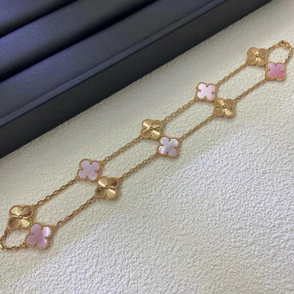 [sparkle Jewelry ]CLOVER 10 MOTIFS  LASER PINK MOP NECKLACE
