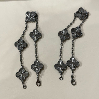 [sparkle Jewelry ]CLOVER 5 MOTIF BLACK BRACELET