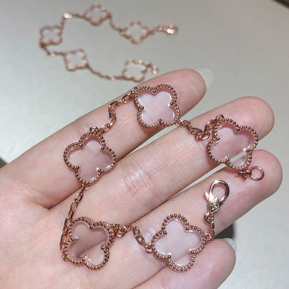 [sparkle Jewelry ]CLOVER 5 MOTIF ROCK CRYSTAL BRACELET