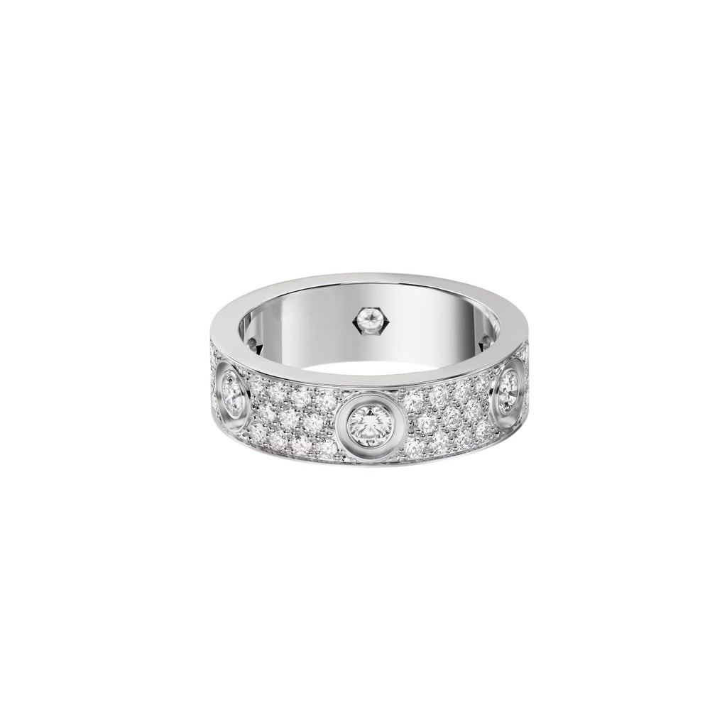 [sparkle Jewelery]LOVE 5.5MM FULL-PAVE 6-DIAMOND RING