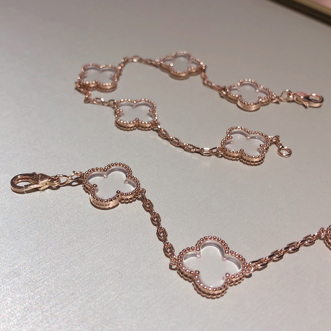 [sparkle Jewelry ]CLOVER 5 MOTIF ROCK CRYSTAL BRACELET