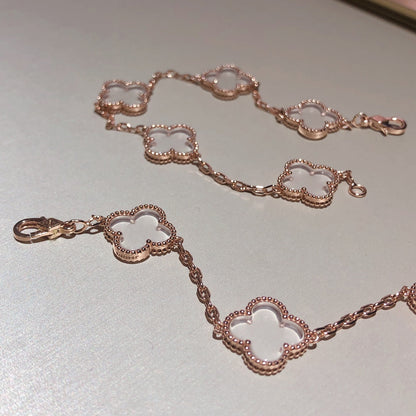 [sparkle Jewelry ]CLOVER 5 MOTIF ROCK CRYSTAL BRACELET