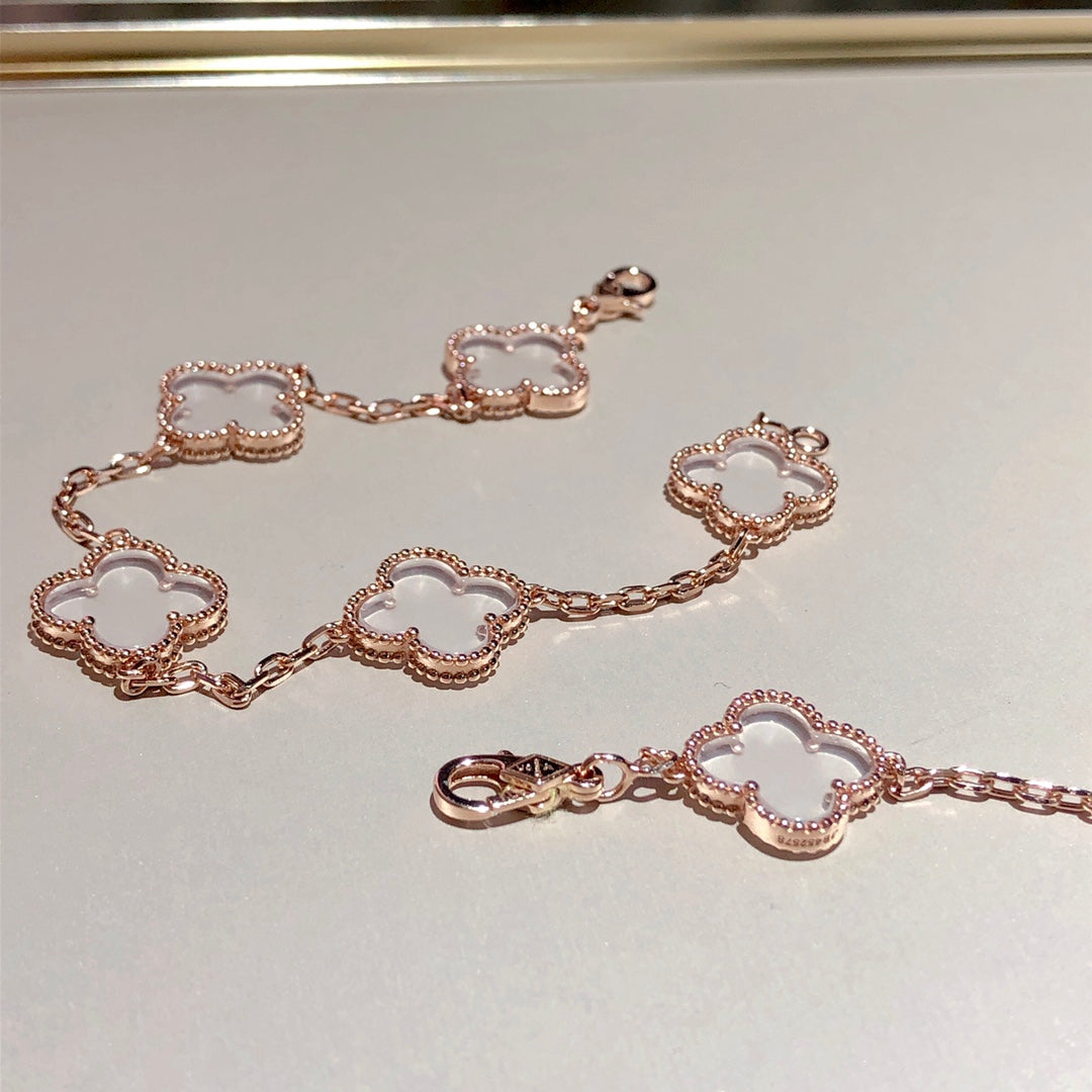 [sparkle Jewelry ]CLOVER 5 MOTIF ROCK CRYSTAL BRACELET