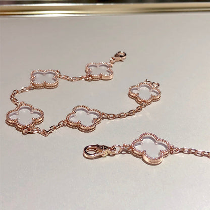 [sparkle Jewelry ]CLOVER 5 MOTIF ROCK CRYSTAL BRACELET