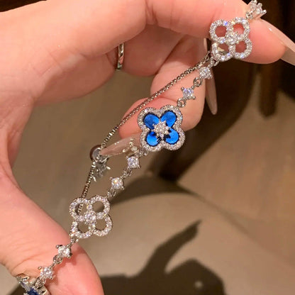 [sparkle Jewelry ]CLOVER 5 MOTIF PINK BLUE RED WHITE BRACELET