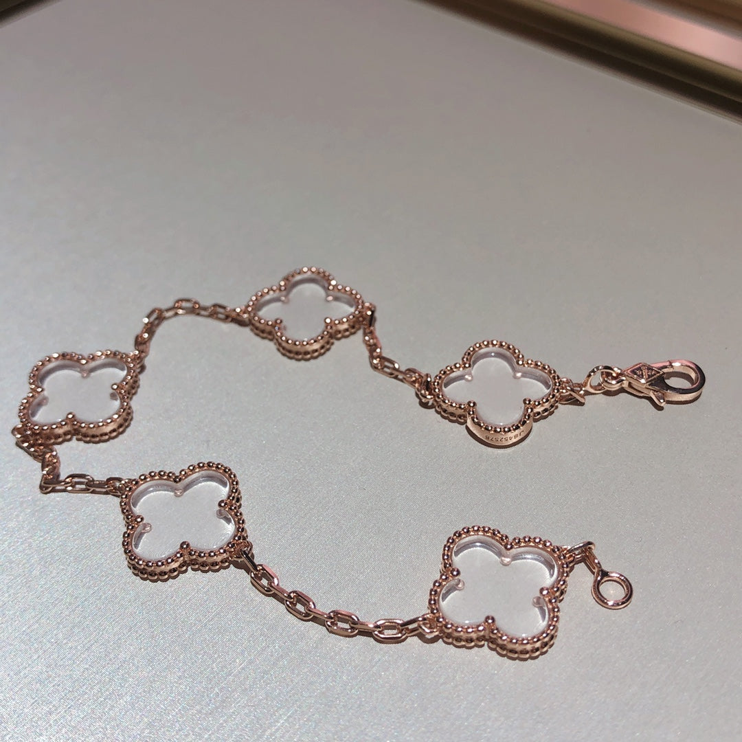 [sparkle Jewelry ]CLOVER 5 MOTIF ROCK CRYSTAL BRACELET
