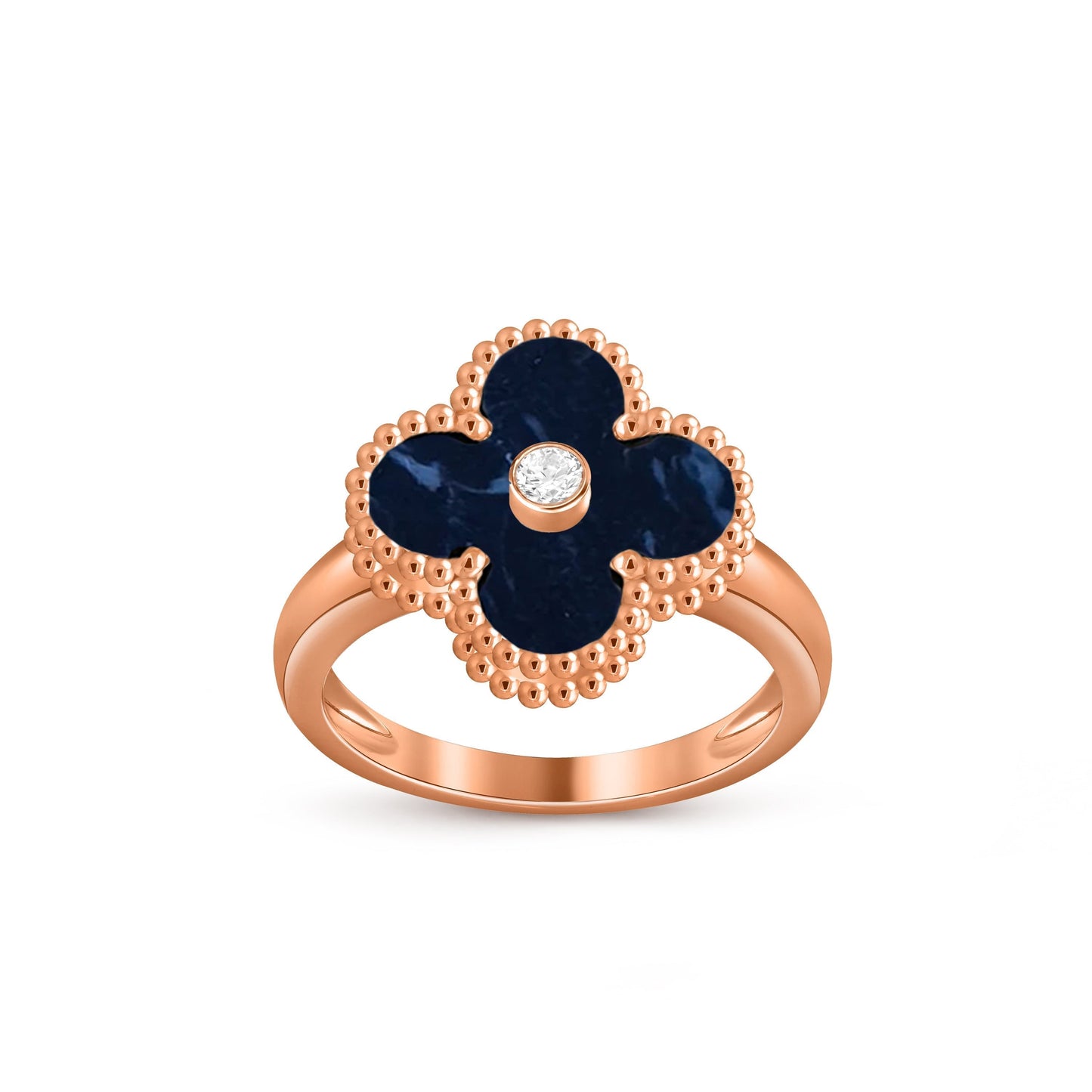 [Sparkle]ラッキー クローバー ダイヤモンドアクセント ローズゴールド リング コレクション