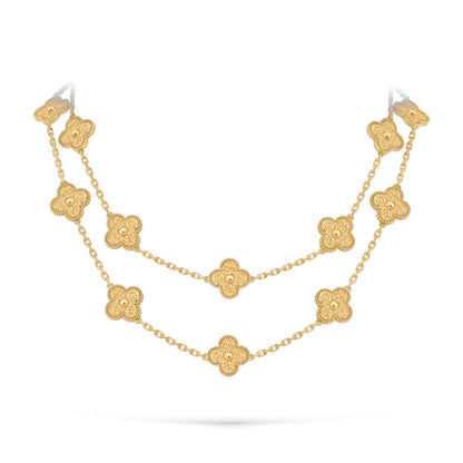 [Sparkle]CLASSIC 20-MOTIF LUCKY CLOVER LONG NECKLACE GOLD COLLECTION