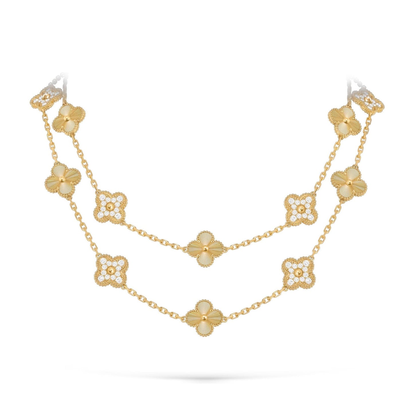 [Sparkle]CLASSIC 20-MOTIF LUCKY CLOVER LONG NECKLACE GOLD COLLECTION