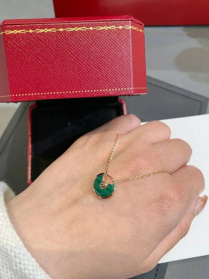 [sparkle Jewelry]AMULETTE ROSE GOLD MALACHITE NECKLACE