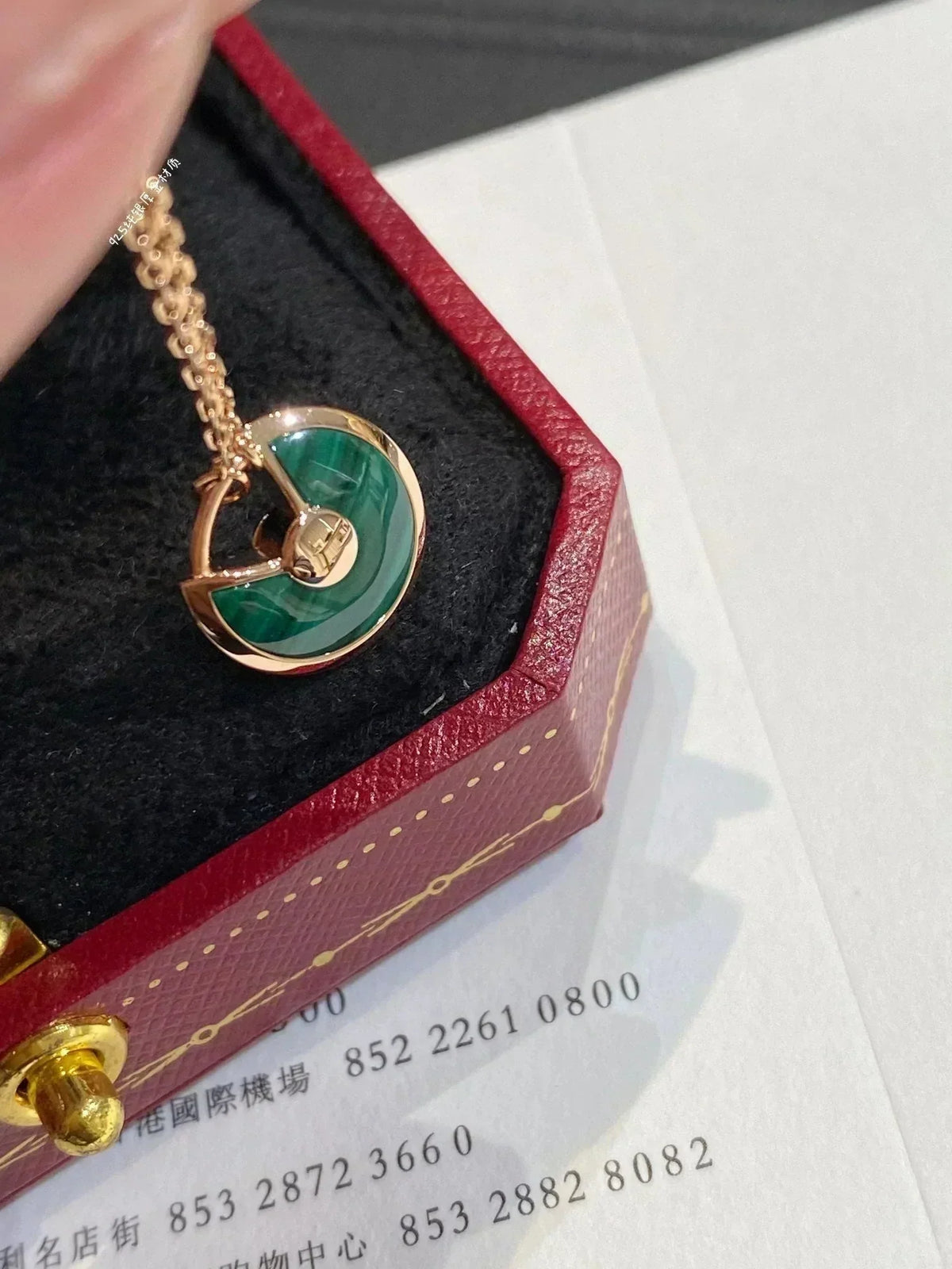 [sparkle Jewelry]AMULETTE ROSE GOLD MALACHITE NECKLACE
