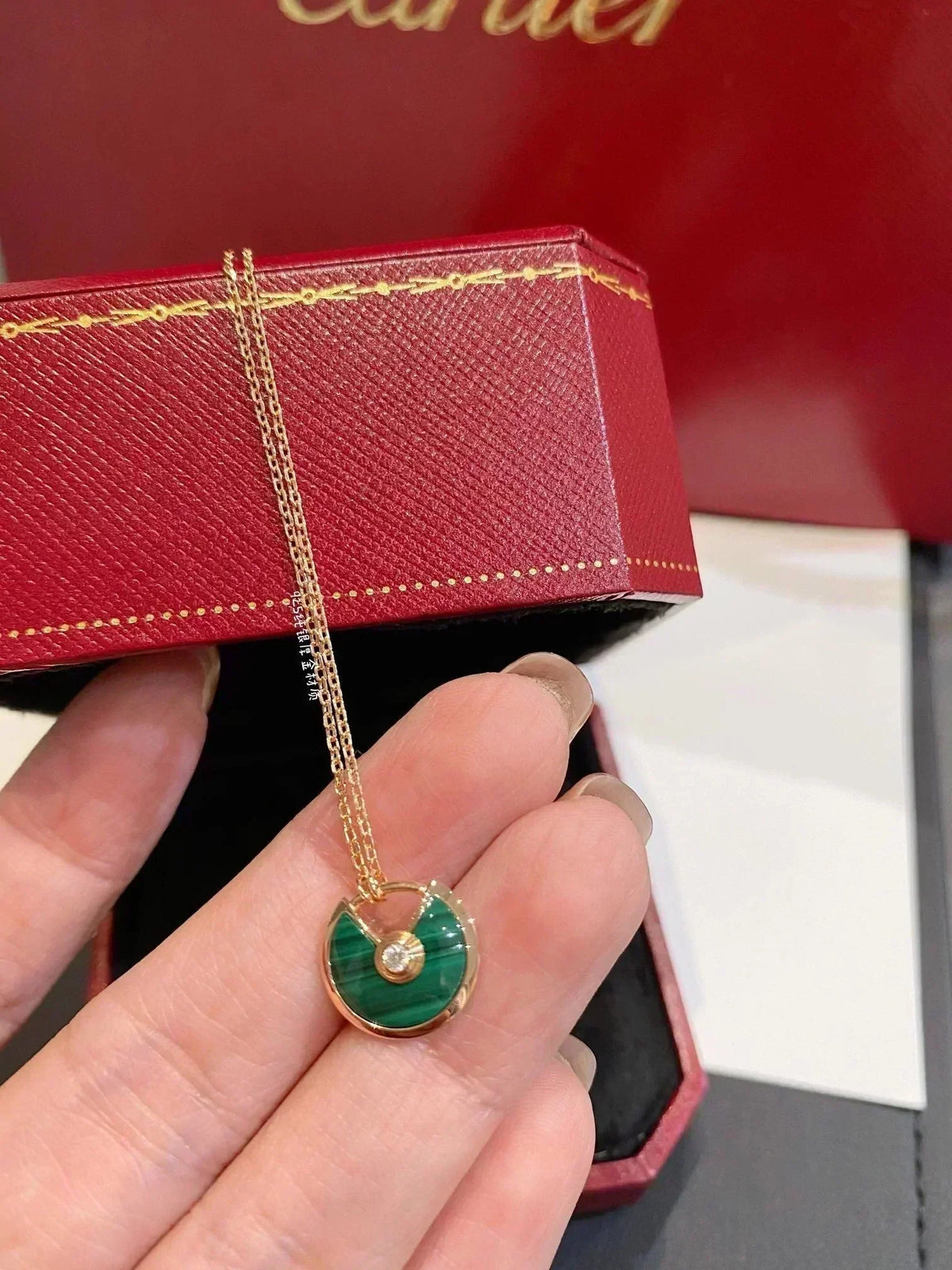[sparkle Jewelry]AMULETTE ROSE GOLD MALACHITE NECKLACE