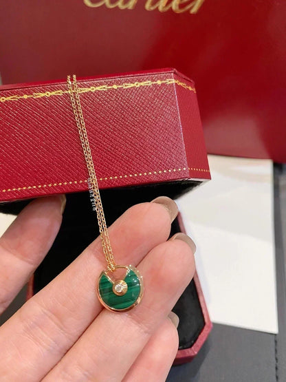 [sparkle Jewelry]AMULETTE ROSE GOLD MALACHITE NECKLACE