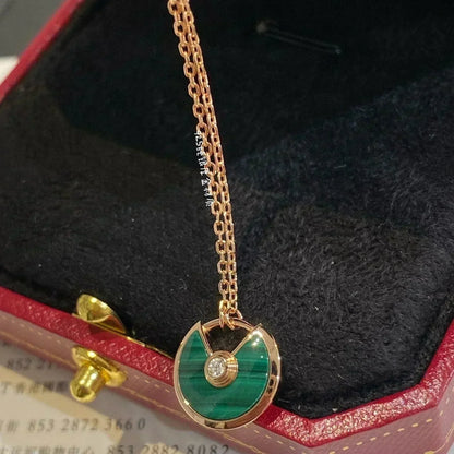 [sparkle Jewelry]AMULETTE ROSE GOLD MALACHITE NECKLACE