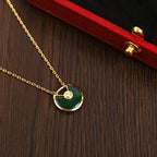 [sparkle Jewelry]AMULETTE GOLD MALACHITE NECKLACE