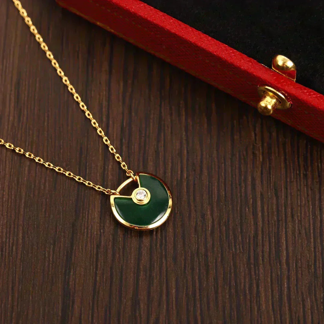 [sparkle Jewelry]AMULETTE GOLD MALACHITE NECKLACE