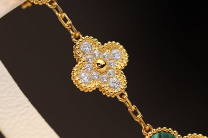 [sparkle Jewelry ]CLOVER EARRINGS GOLD MALACHITE DIAMOND 3 MOTIF