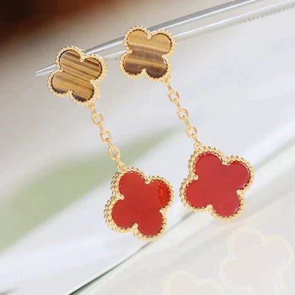 [sparkle Jewelry ]CLOVER  2 MOTIF  TIGER EYE CARNELIAN EARRINGS