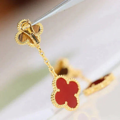 [sparkle Jewelry ]CLOVER  2 MOTIF  TIGER EYE CARNELIAN EARRINGS