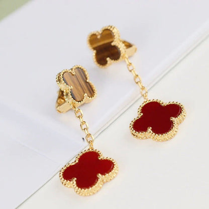 [sparkle Jewelry ]CLOVER  2 MOTIF  TIGER EYE CARNELIAN EARRINGS