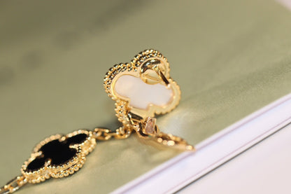 [sparkle Jewelry ]CLOVER EARRINGS GOLD ONYX MOP 3 MOTIF