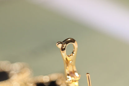 [sparkle Jewelry ]CLOVER EARRINGS GOLD ONYX MOP 3 MOTIF