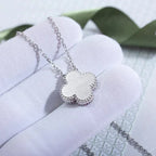 [sparkle Jewelry ]CLOVER  15MM DIAMOND LASER NECKLACE SILVER