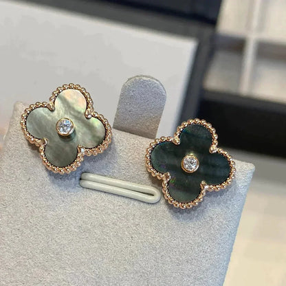[sparkle Jewelry ]CLOVER MEDIUM 1 MOTIFS GRAY MOP  DIAMOND EARRINGS