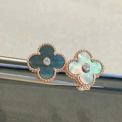 [sparkle Jewelry ]CLOVER MEDIUM 1 MOTIFS GRAY MOP  DIAMOND EARRINGS