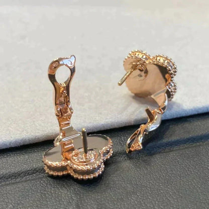 [sparkle Jewelry ]CLOVER MEDIUM 1 MOTIFS GRAY MOP  DIAMOND EARRINGS
