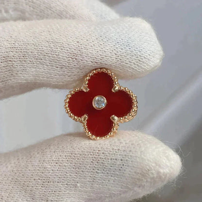 [sparkle Jewelry ]CLOVER MEDIUM 1 MOTIFS CARNELIAN  DIAMOND earrings