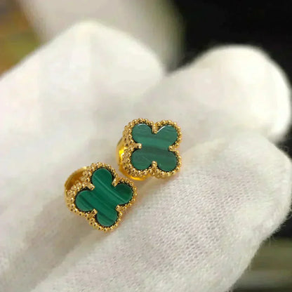 [sparkle Jewelry ]CLOVER MINI 9.5MM MALACHITE  EARRINGS