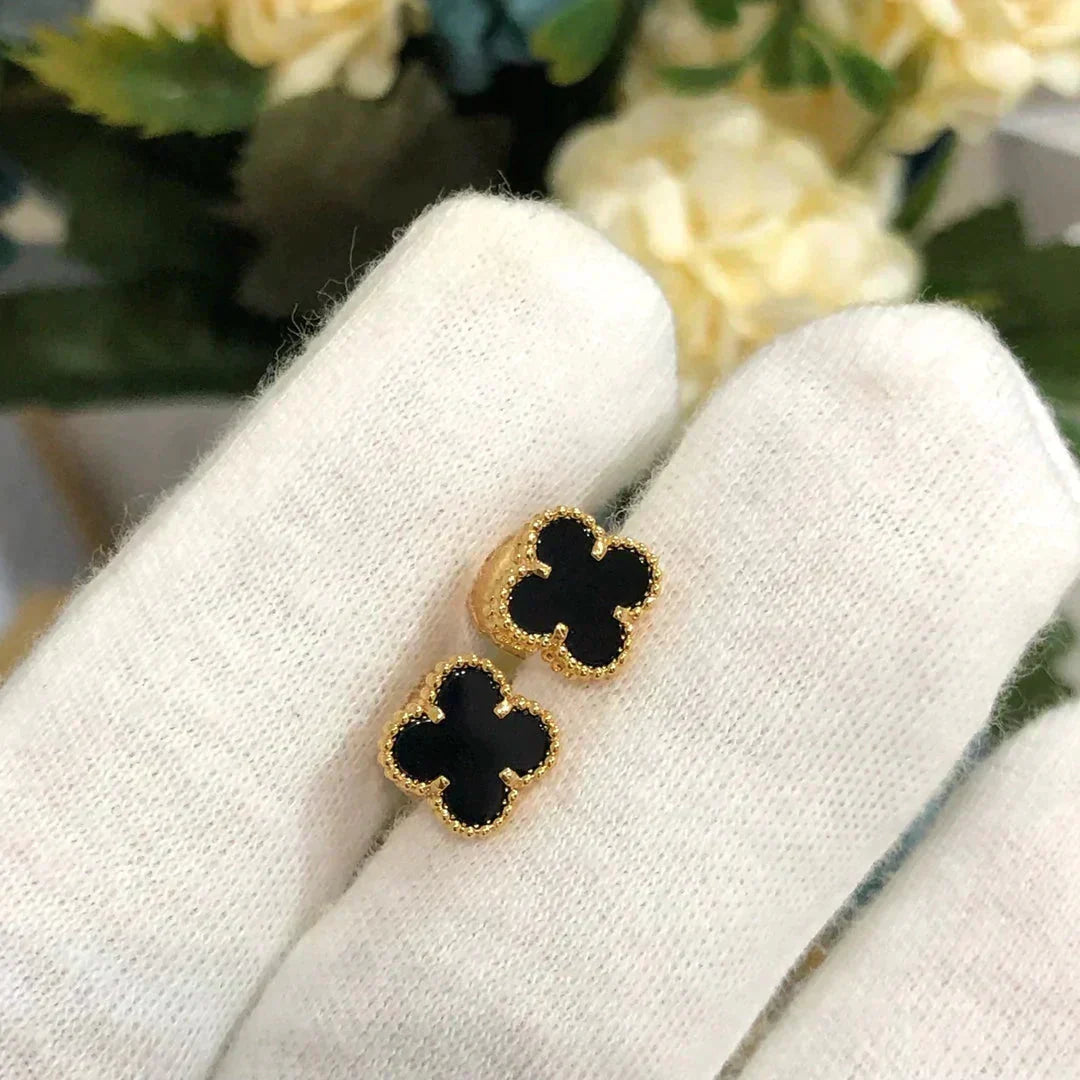 [sparkle Jewelry ]CLOVER MINI 9.5MM BLACK MOP EARRINGS