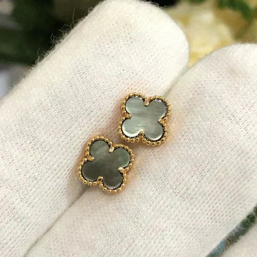 [sparkle Jewelry ]CLOVER MINI 9.5MM GRAY MOP EARRINGS